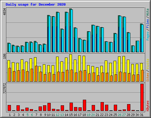 Daily usage for December 2020