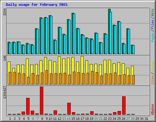 Daily usage for February 2021