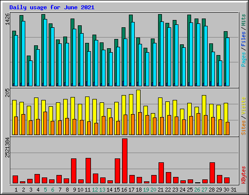 Daily usage for June 2021