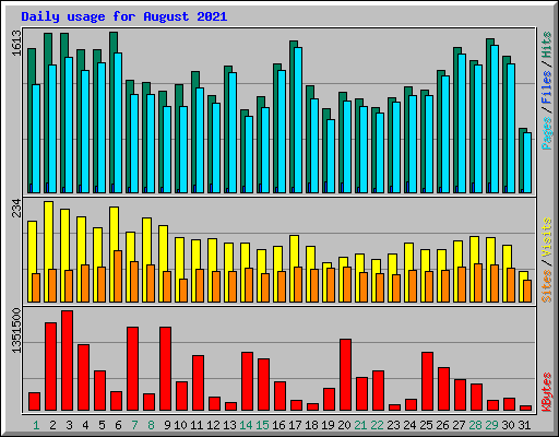Daily usage for August 2021