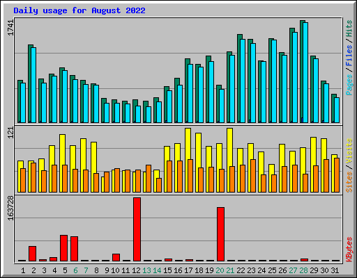 Daily usage for August 2022