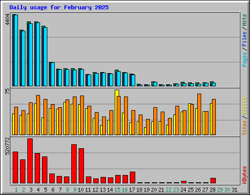 Daily usage for February 2025