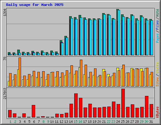 Daily usage for March 2025