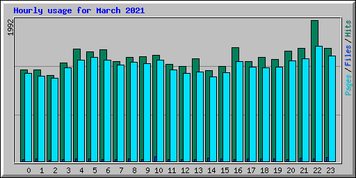 Hourly usage for March 2021