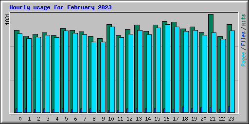 Hourly usage for February 2023